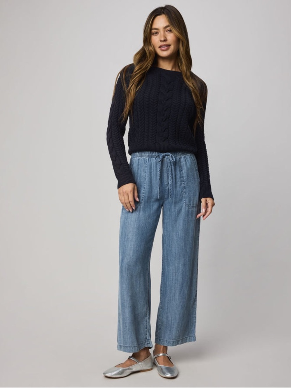Splendid Angie Indigo Crop Wide Leg Pant Navy XL